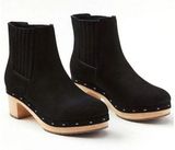 Loft Black Suede Chelsea Retro Clog Swedish Style Ankle Boots Women’s Size 6.5M Photo 0