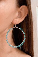 Turquoise Beaded Hoops Blue Photo 0