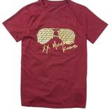 New! Michael Kors Logo Aviator Sunglasses Print Cotton T-Shirt (Sz S) Dark Ruby Photo 0