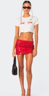 Sabina Low-Rise Sequin Mini Skirt Photo 0
