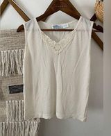 Vintage 80’s Winter Silks Ivory White Lace Tank Top Sleeveless Shirt 100% Silk Size M Photo 0