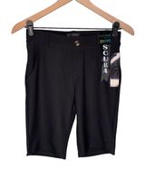 Kay Unger NWT  Scuba Shorts Solid Black Silver Button Front Pockets Belt Loops Photo 0