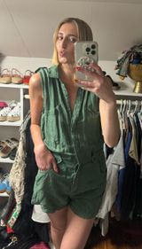 Green Linen Romper Photo 0
