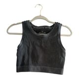 Aerie  Offline Seamless Ribbed Cropped Tank Top Dark Gray Size Medium Photo 0