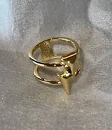 Kendra Scott Bolt Gold Double Band Ring Sz7 Photo 0