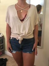 Boutique Cross Front Knotted Tee Photo 0