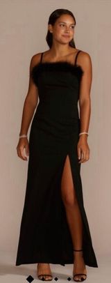 My Michelle Vintage Feather Velvet Black Dress Photo 0