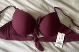 Shade & Shore Burgundy bikini top light lift padding with knotted tie detail Photo 0