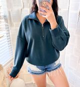 Athleta Teal Cozy Karma 1/4 Zip Up Pullover Sweatshirt Photo 0