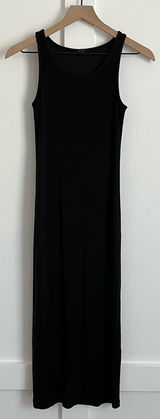 Quince Tencel Rib Knit Sleeveless Dress Black Photo 0