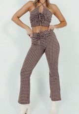 Princess Polly Checkered Brown Set Photo 0