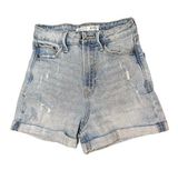 Stradivarius Women's Super High-Rise Light Wash Cuffed Jean Shorts - Size 2 Photo 0