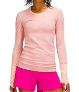 Lululemon 18 Warp Mist Sonic Pink Multi Swiftly Tech Long Sleeve Crewneck Shirt Photo 0