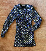 Zara Blue Geometric Print Mini Dress Ruched Long Sleeve Size S Photo 0