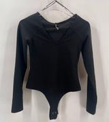 Anthropologie black ribbed bodysuit‎ size Xs Photo 0