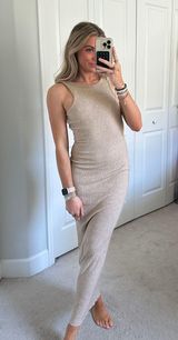 Amandenimes Knit Maxi Dress Tan Photo 0