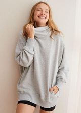 Aerie Oversized Gray Turtleneck Pullover Sweatshirt Photo 0