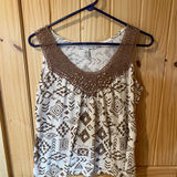 French Laundry brown and white crochet detail shirt size medium Photo 0