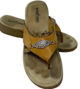 Leather Tan Silverado Silver Boho Flip Flop Thong Sandals ~ Womens 10 Photo 0