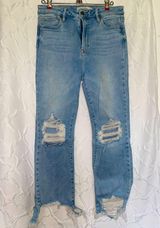 Hidden BKE Buckle Distressed Light Wash Denim Wide Leg High Waist Women’s 29 Blue Photo 0