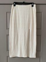 URBAN OUTFITTERS WOMENS CREAM TEXTURED MAXI SKIRT SLIT LARGE Photo 0