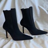 Good American NIB  HIGH KICKSTAND BOOTIE BLACK 7.5 POINTY NEOPRENE Photo 0