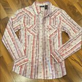 Wrangler retro women’s pearl snap button down floral stripe size medium Photo 0