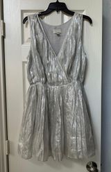 Greylin Anthropology  sliver metallic shimmer pleated holiday Photo 0