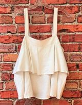 White Lovely Linen Ruffled Tiered Tank Top / Summer Blouse Photo 0