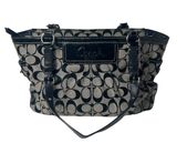 Coach CC Signature Monogram Logo Jacquard Stripe East West Satchel Bag Purse Photo 0