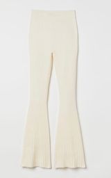 white ribbed flare pants Photo 0