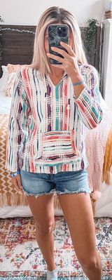 Beach By Exist Colorful Beach Coverup With Hood  Photo 0