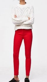 Womens  Loft Red Zipper Leg Marisa Chino Skinny Pants - Sz 6 Photo 0