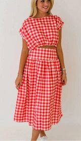 Red Gingham Dress Boutique Set Two-Piece Photo 0
