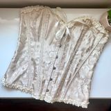 Cream Beige Vintage Corset Top Tan Size M Photo 0