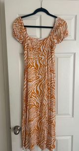 Primark Maxi Orange Dress White Zebra Print 4 Photo 0