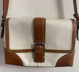 Coach Two Tone Leather Buckle Flap Should Bag Purse Photo 0