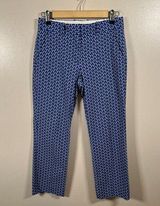 Tory Burch  Sport Ankle Pants Size 0 Blue Geometric Straight Leg Golf Work Office Photo 0