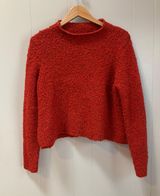 Red Boucle Mock Neck Sweater Size Large Photo 0