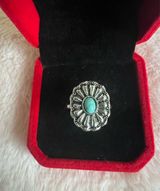 Gorgeous Silver Simulated Turquoise Ring Size 7 Photo 0