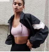 Garage Black White Full Zip Windbreaker Jacket Size Large Boxy Fit Streetwear Photo 0