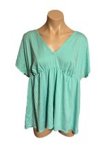 Cacique Mint V-Neck Peplum Blouse Photo 0