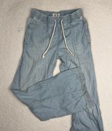 Denim Drawstring Flare Pants Photo 0
