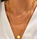 Round Pendant Layered Necklace Multilayer Bobo Dainty Simple Cute NEW Photo 0