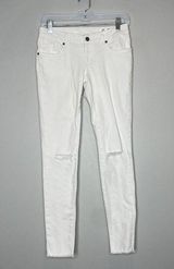 ANINE BING  White Denim Skinny Jeans Distressed Knees Size 26 Photo 0