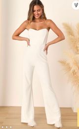 Lulus White Jumpsuit Strapless Detail Back Photo 0