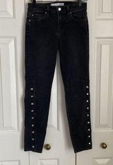IRO  Biba Side-Snap Skinny Jeans High-Rise Washed Black Size 26 Photo 0