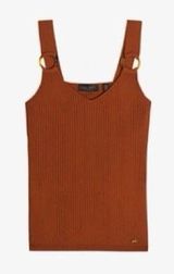 Ted Baker  Sansa Ribbed Tank Top O-Ring Accent Rust Orange Size 4 Large Stretch Photo 0