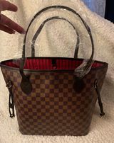 Luxury Checkered Brown Tote Bag Photo 0