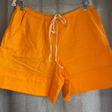 Free People What a Vibe Cotton-Linen Shorts, Malibu Orange, Size L, NWT Photo 0